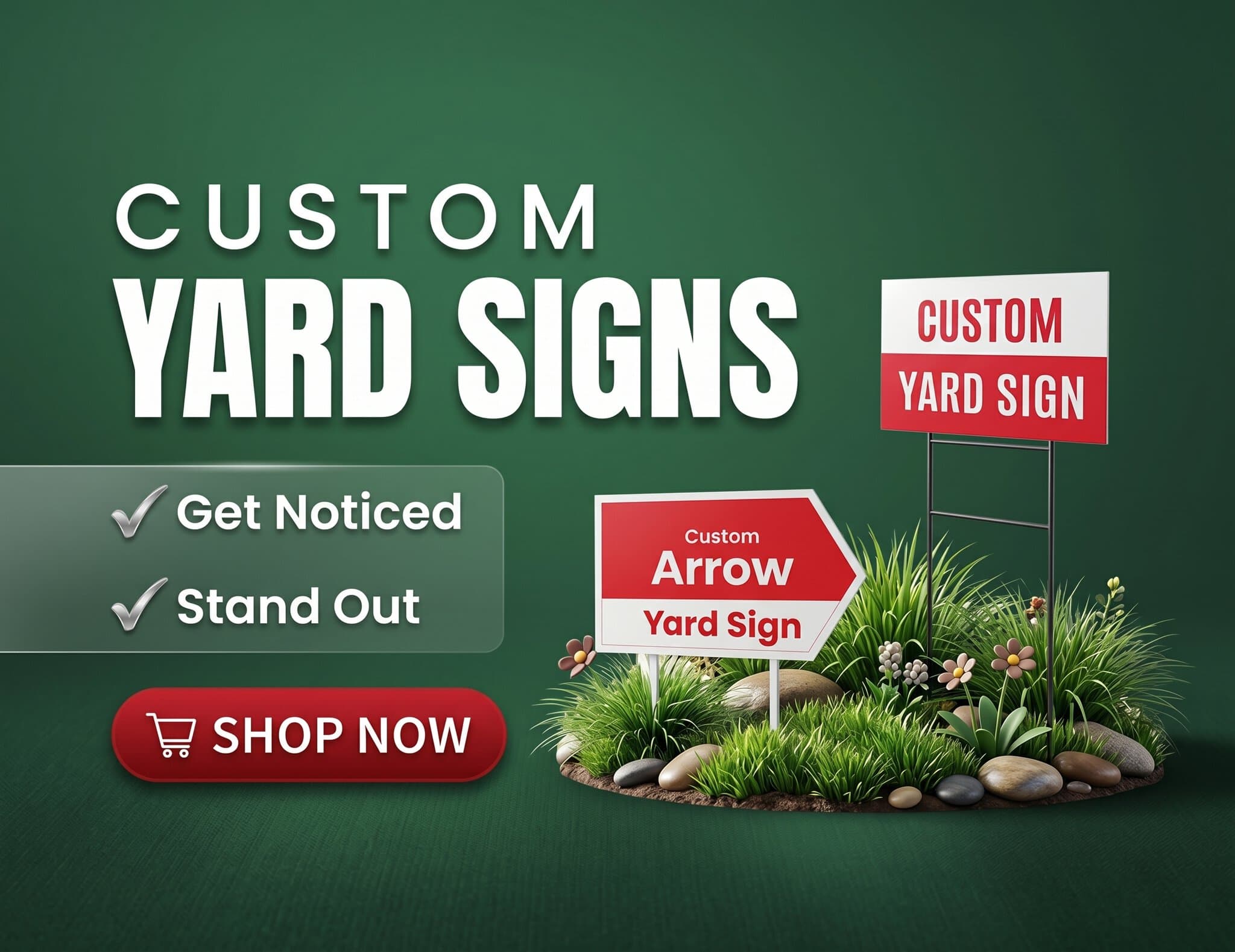 Custom yard signs printed by Gem Prints
